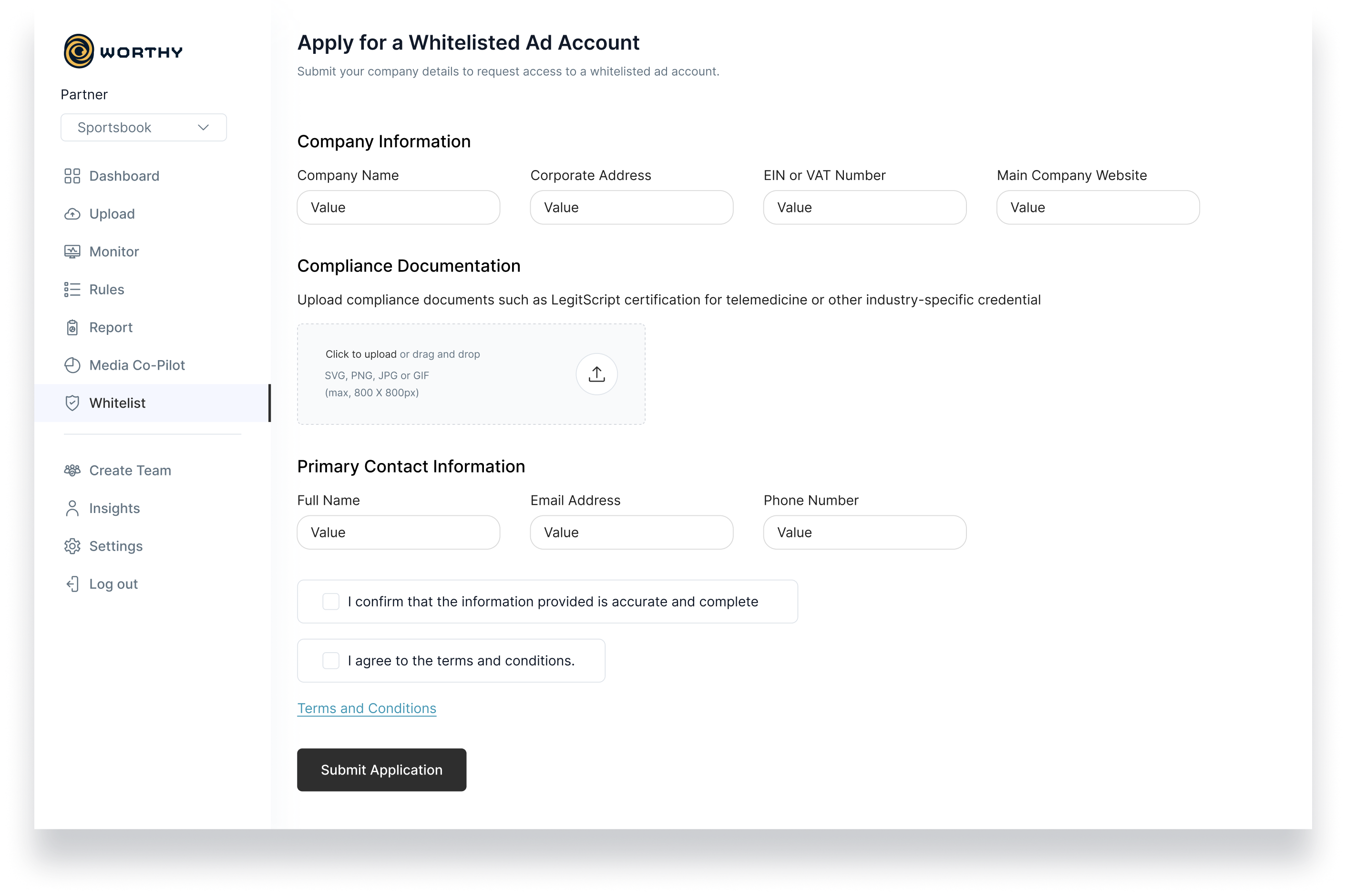 Whitelisting Dashboard